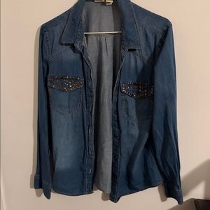 Mudd Light Blue Denim Shirt with Stud Detail
